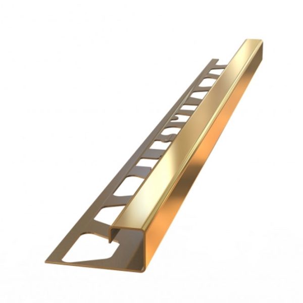 TSY Polished Aluminum Square Corner Tile Profiles (Yellow) 10mm - 270cm